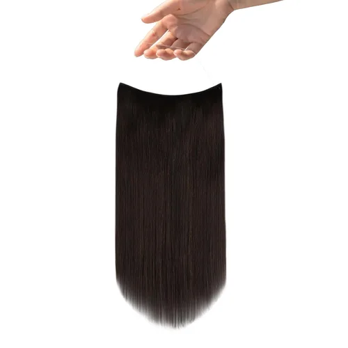 Miniatura 8 de Easyouth Extensiones de cabello humano con alambre, color marrón oscuro, extensiones de cabello humano Remy, extensión de línea de pescado