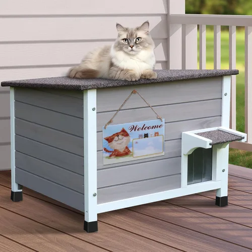 Rockever Casa aislada para gatos, 100% aislada, para exteriores, para invierno, exteriores, para gatos salvajes, resistente a la intemperie, diseño