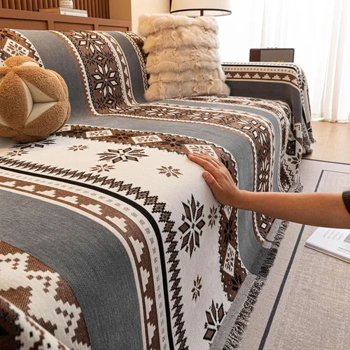 Miniatura 88 de ROOMLIFE Manta Funda Azteca Bohemia para Sofá, Decoración del Hogar Estilo Granja, Fundas de Sofá para Loveseat, Sofás de 2/3 Cojines, Apta