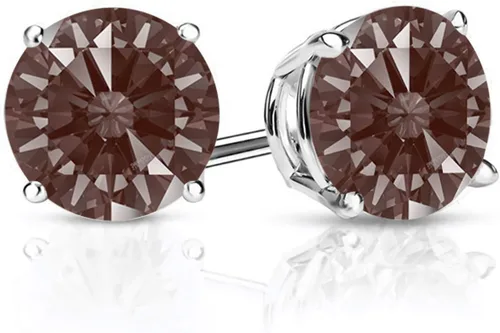 Miniatura 76 de Gem Stone King Aretes de plata de ley 925 con piedra natal redonda de 0.276 in para mujer