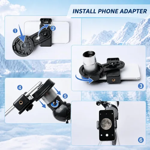 Miniatura 6 de Telescopio para niños y adultos – Telescopio refractor portátil para astronomía con apertura de 70 mm y longitud focal de 500 mm, montura