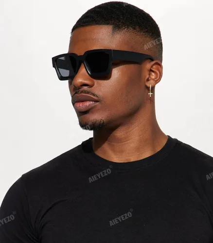 Miniatura 15 de AIEYEZO Gafas de sol cuadradas para mujeres y hombres, gafas de sol cuadradas con montura gruesa, estilo de diseñador simple
