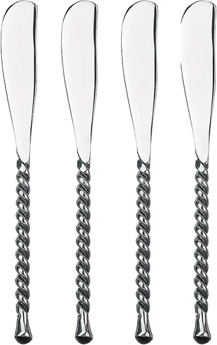 Miniatura 8 de Gourmet Settings - Juego de cubiertos de anfitriona de 5 piezas - Colección Silver Tear - Juego de cubiertos de metal pulido - Utensilios de cocina
