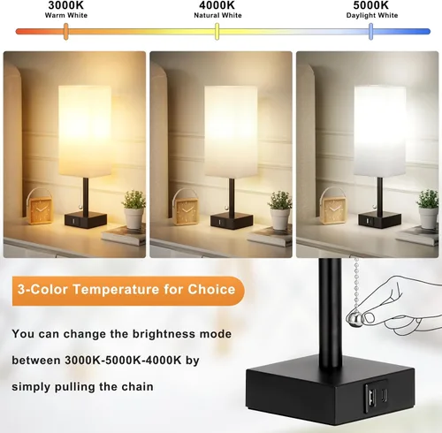 Miniatura 2 de aooshine - Juego de 2 lámparas de mesita de noche - Lámparas pequeñas de dormitorio blancas con 3 temperaturas de color (3000K/5000K/4000K), lámpara
