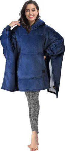 Miniatura 9 de Tirrinia Manta con capucha de gran tamaño, sudadera con manga de murciélago, acogedora manta Sherpa enorme regalo para mujeres adultas
