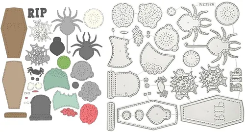 Miniatura 8 de Troqueles de corte para barbacoa, parrilla, calabaza, gnomo, cabina, accesorios troquelados para bricolaje, Día del Padre y Halloween, para hacer