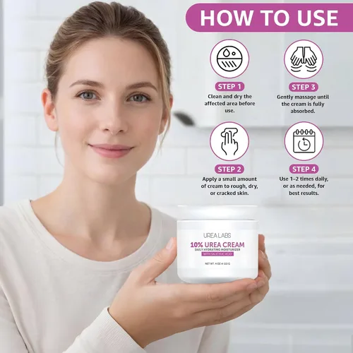 Miniatura 4 de Crema 10% de urea con aloe vera, aceite de jojoba y ácido salicílico, 5.1 fl oz hidratante para manos, pies, cara y cuerpo secas y agrietadas