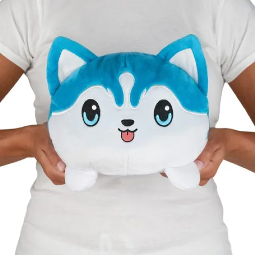 Miniatura 6 de TeeTurtle - Peluche de gran pulpo reversible, original, diseño patentado, negro y con rayas del color del arcoíris, feliz y enojado, muestra tu