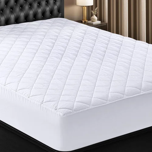 Utopia Bedding - Protector de colchón acolchado ajustable, protector de colchón individual XL con bolsillo profundo que se estira hasta 16 pulgadas,