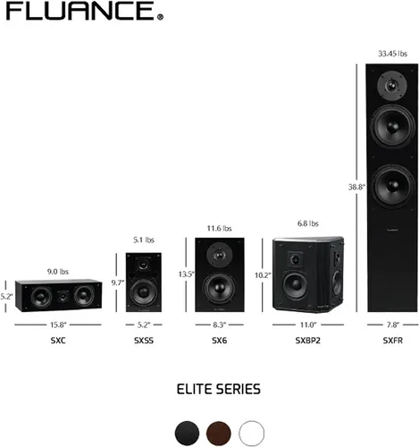Miniatura 7 de Fluance Elite - Altavoces envolventes bipolares de alta definición de 2 vías para sonido envolvente de amplia dispersión en sistemas de cine