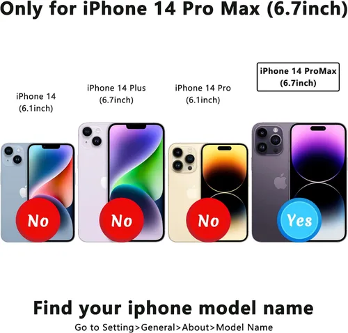 Miniatura 2 de Funda magnética tipo cartera con tapa para iPhone 14Pro Max de 6.7 pulgadas, compatible con MagSafe, soporte de cuero con soporte para tarjetas