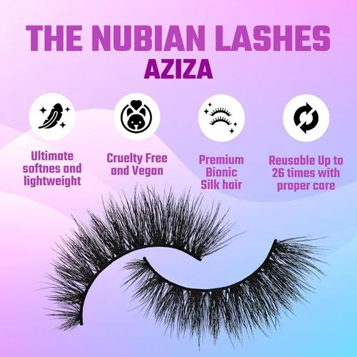Miniatura 2 de Juvia's Place Nubian Lashes Aziza - Extensión de pestañas para uso diurno o nocturno, pestañas de visón veganas, pestañas esponjosas sin crueldad