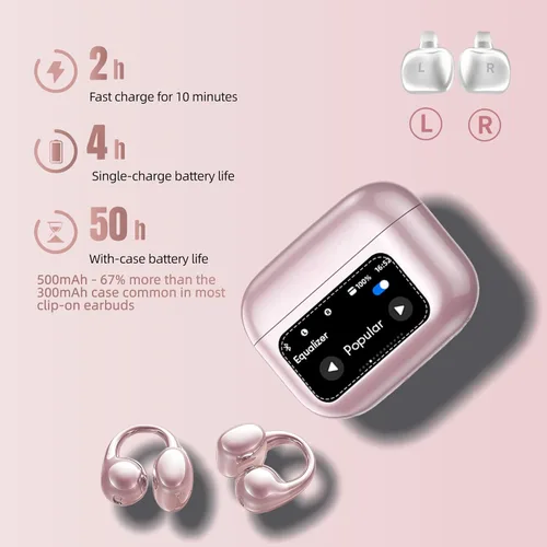 Miniatura 6 de Auriculares abiertos, auriculares inalámbricos con clip Bluetooth 6.0 con funda para pantalla táctil, ligeros de 0.11 oz, auriculares de conducción