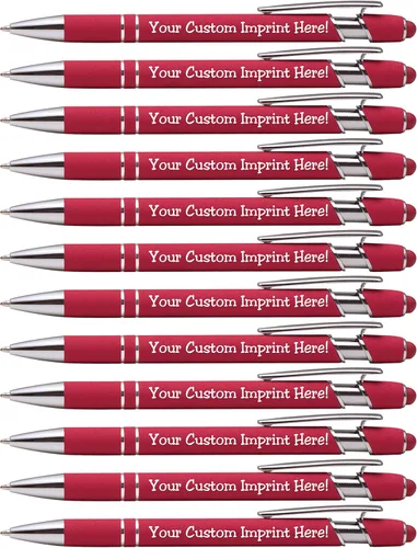 ExpressDesigns™ - Bolígrafos personalizados premium con lápiz óptico | Ráfaga de color | Bolígrafos personalizados con nombre impreso de metal suave