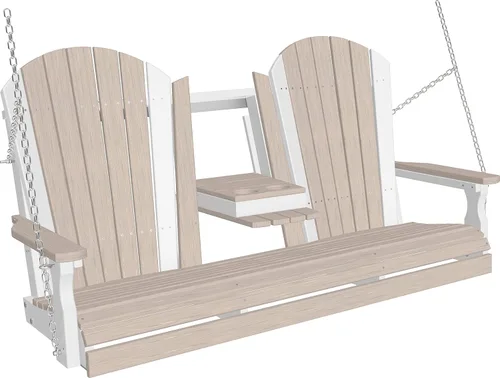 Miniatura 21 de LuxCraft Adirondack - Columpio colgante para porche delantero de 5 pies con consola abatible, asientos hasta 3, banco de columpio de patio al aire
