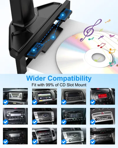 Miniatura 2 de Soporte para tablet de automóvil, ranura para CD, brazo ajustable en altura, soporte para tableta para reproductor de CD de automóvil, abrazadera