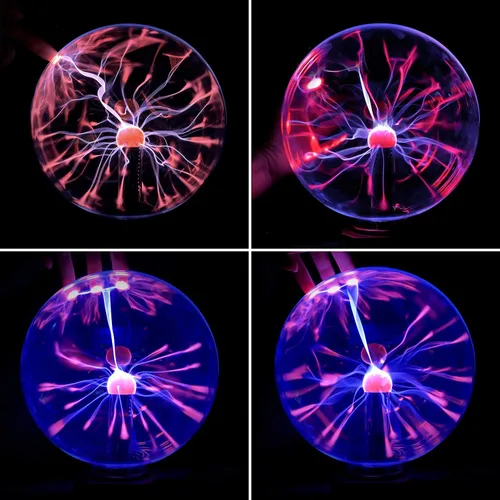 Miniatura 4 de Gresus Lámpara de bola de plasma mágica enchufable de 8 pulgadas, lámpara de plasma interactiva sensible al tacto y al sonido, globo de esfera