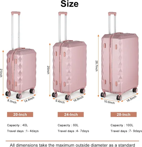 Miniatura 6 de PINPON Conjuntos de equipaje P518 A558 A38, Oro rosado, Conjuntos de equipaje