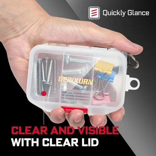 Miniatura 5 de Geinxurn Organizador de piezas pequeñas, 4 cajas de herramientas portátiles transparentes de plástico con divisores para accesorios pequeños y cajas