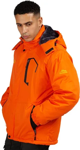 Miniatura 3 de CorBuyit Chaqueta de esquí con capucha para hombre, abrigo impermeable de nieve