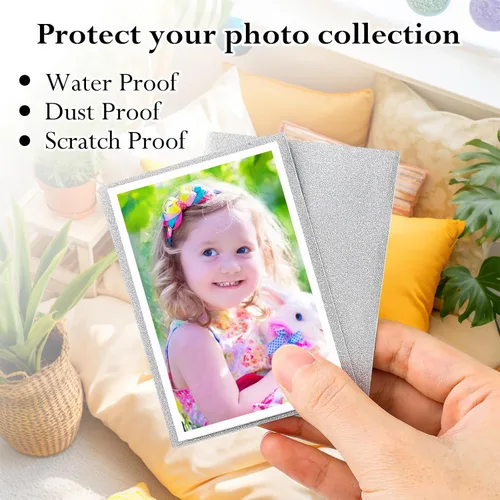 Miniatura 3 de Amabro 100 fundas para tarjetas, fundas protectoras para tarjetas de intercambio de Penny Sleeves Bling Silver Trading Card Sleeve Transparente