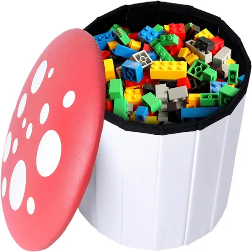 Wiosi Lindo taburete otomano de hongos para niños y niñas, otomana de almacenamiento multiusos para juguetes y ropa, taburete otomano pequeño para