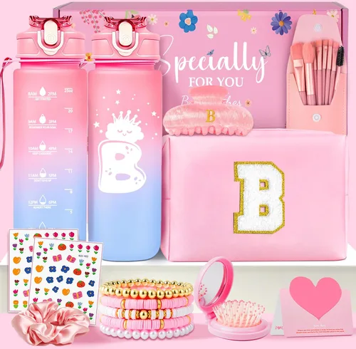 Miniatura 21 de Awfrky Bolsa de maquillaje con inicial, regalos de graduación, regalos de cumpleaños para niñas de 4, 5, 6, 7, 8, 9, 10, 11, 12 años, regalos