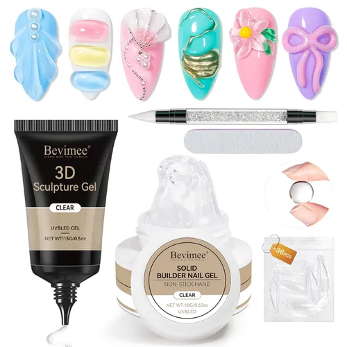 Miniatura 13 de Gel para esculpir 3D transparente para arte de uñas, 0.46 onzas de gel sólido para uñas, gel duro no pegajoso, moldeo a mano, tallado para esculpir