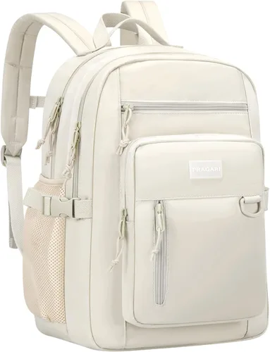 PRAGARI Mochila para niños para la escuela, bonita mochila estética para niñas, mochila para estudiantes, bolsa de libros ligera de viaje para Beige