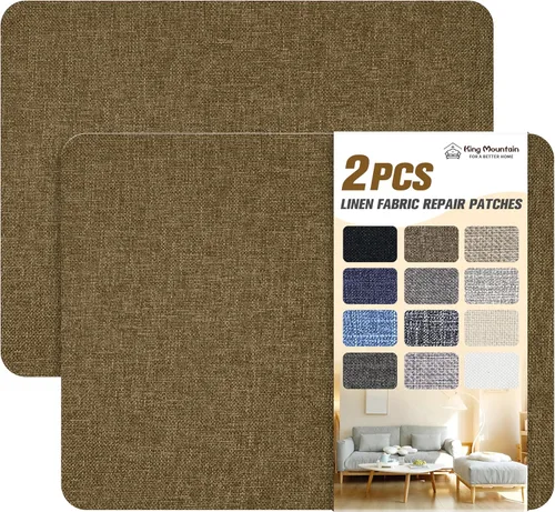 Miniatura 74 de KING MOUNTAIN Parches de reparación de lino fino, tela autoadhesiva, 8 x 11 pulgadas, 2 unidades, multicolor, para sofá de lino (beige)