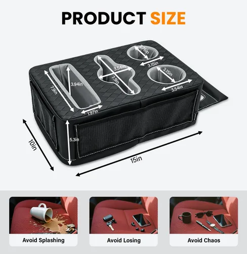Miniatura 5 de Soporte para tazas de coche, soporte para tazas en el asiento trasero del coche, organizador para cama de camión, bandeja expandible para botes