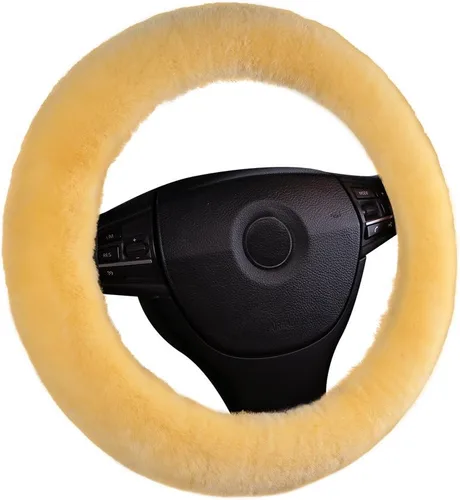 Miniatura 17 de U&M Funda para volante de automotor de lana auténtica, elastizada. Almohadilla protectora de volante de vehículo, de lana australiana, Menta