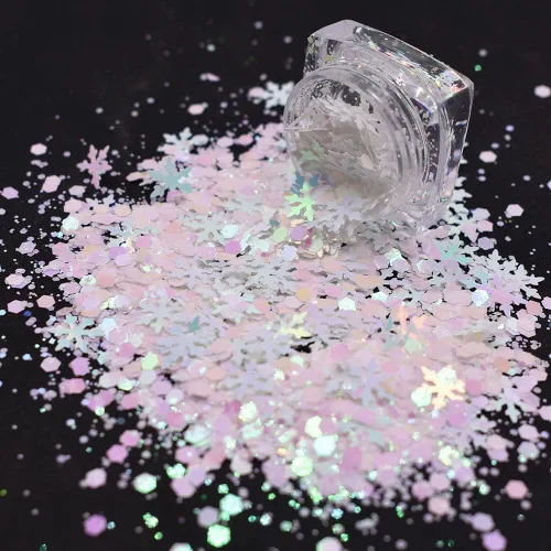 Miniatura 42 de Caja y juego de 12 colores – Árbol de copo de nieve de Navidad Serie de mezclas gruesas con purpurina – Festival Rave Beauty Maquillaje de cara