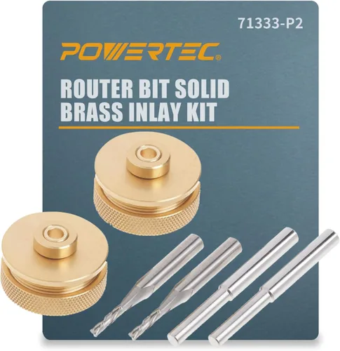 Miniatura 9 de POWERTEC 71869 Brocas de Router Kit de Incrustaciones de Latón Macizo con Plantilla de Mariposa 7 en 1 Pajarita Decorativa