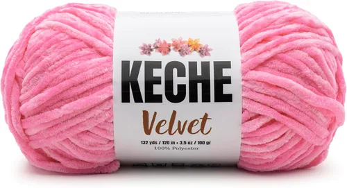 Miniatura 9 de Keche Hilo de terciopelo para ganchillo, manta de felpilla suave, voluminosa, hilo amigurumi, 3.53 oz (132 yardas), color azul bebé