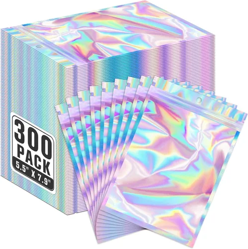 Miniatura 30 de ANZNKU 300 bolsas holográficas de Mylar resellables, bolsas resellables de 4x6 pulgadas para pequeñas empresas, bolsa de kit para resaca a prueba