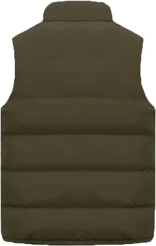 Miniatura 72 de WENKOMG1 Chaleco con capucha con doble cremallera para hombre, abrigo de color sólido, abrigo cálido y grueso, sin mangas, chaqueta suelta