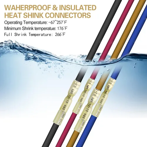 Miniatura 4 de 100 conectores de desconexión rápida impermeables de 12-10 AWG de 12-10 AWG, cables eléctricos de crimpado, conectores de pala macho, desconexión
