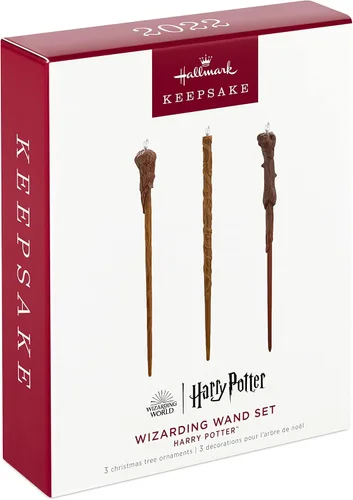 Miniatura 3 de Hallmark Keepsake Adorno de Navidad 2022, varitas mágicas de Harry Potter, juego de 3