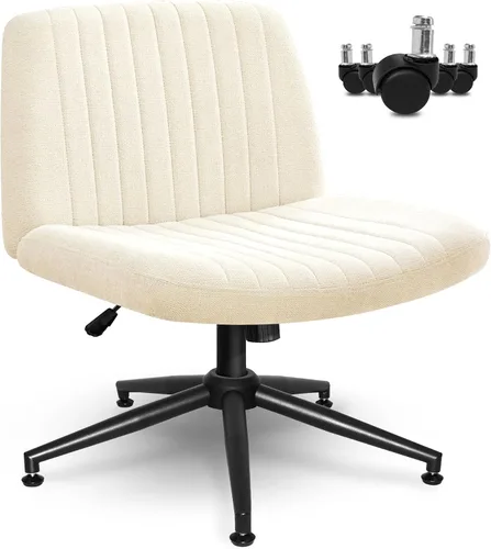 Miniatura 6 de Silla Criss Cross de Orange Factory con ruedas, amplias piernas cruzadas, para escritorio de oficina, cambiador, base doble, cómoda, sin brazos