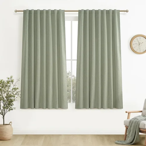 Miniatura 78 de Cortinas opacas extraanchas, 2 paneles para puertas corredizas de vidrio, moderna mezcla de lino plisado pesado, piso a techo, ventanas grandes, 70
