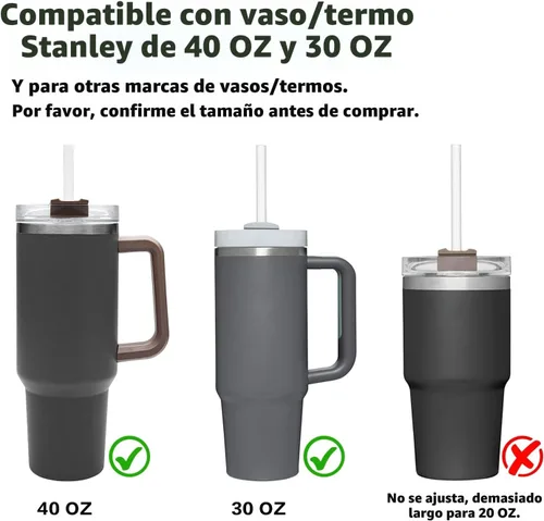 Miniatura 3 de Popote de repuesto compatible con vaso tumbler Stanley de 40 onzas y 30 onzas, paquete de 6 popotes reutilizables con cepillo de limpieza, plástico