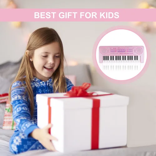 Miniatura 8 de Teclado de piano para niños, teclado de 37 teclas, juguetes musicales con micrófono, altavoz dual, juguetes de piano, regalos de cumpleaños
