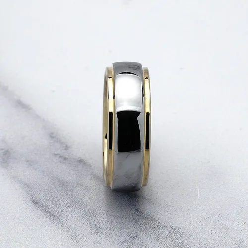 Miniatura 3 de 100S JEWELRY Anillos de tungsteno personalizados grabados para hombres y mujeres, alianza de boda, dos tonos, oro y plata, tallas 6-16