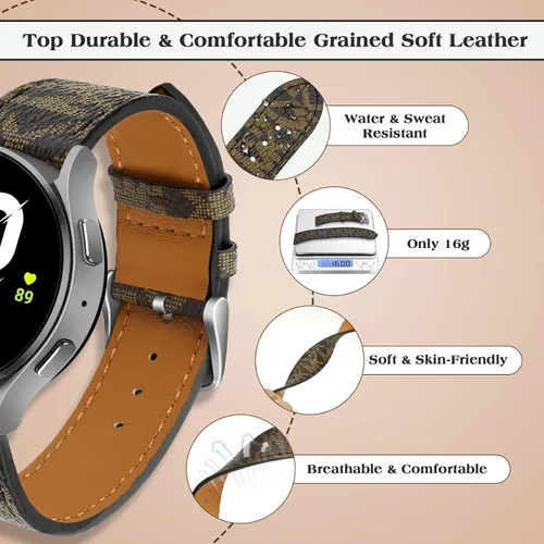 Miniatura 3 de Correas de cuero compatibles con Samsung Galaxy Watch 6/5/4 1.575 in 1.732 in/6 Classic 1.693 in 1.850 in/4 Classic 1.654 in 1.811 in, 0.787 in