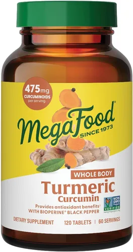 Suplemente dietético MegaFood Turmeric Strength para todo el cuerpo, 051494100103, 120, 1