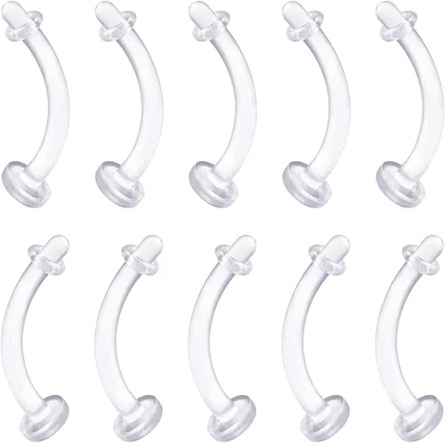 Miniatura 3 de D.Bella Aretes de cartílago transparente, 20 piezas de 0.63 oz de acrílico transparente Bioflex Tragus Retener, anillos de labio, nariz, labret