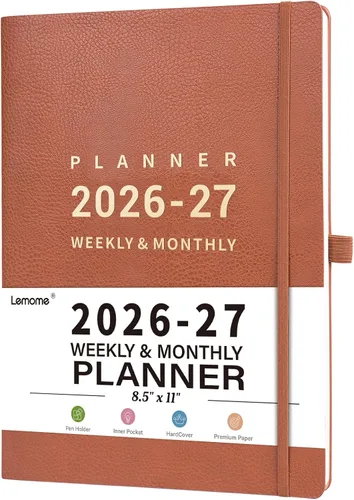 Miniatura 12 de Agenda 2026 – enero 2026 – diciembre 2026, 2026 planificador semanal y mensual, 8.5 x 11 pulgadas, soporte para bolígrafos, calcomanías