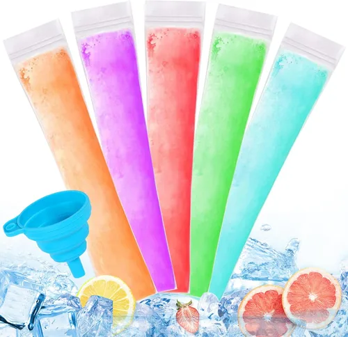 300 bolsas desechables para moldes de paletas de hielo, vienen con un embudo, tubos de congelador sin BPA, bocadillos saludables, yogur, jugo, 300