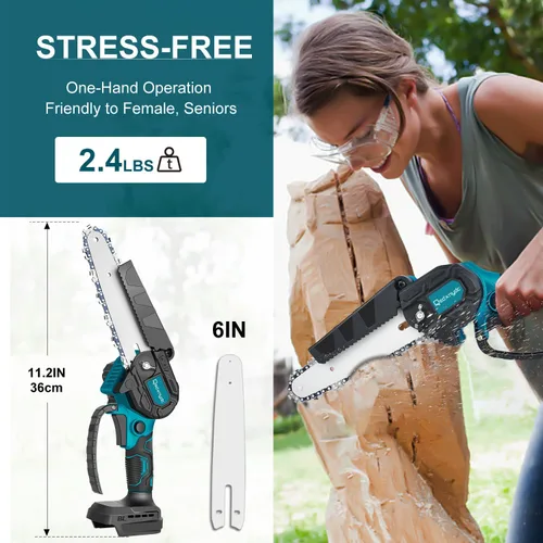 Miniatura 5 de Mini motosierra inalámbrica de 6 pulgadas para Makita 18V LXT (sin batería), sierra de cadena eléctrica portátil sin escobillas para Makita BL1850